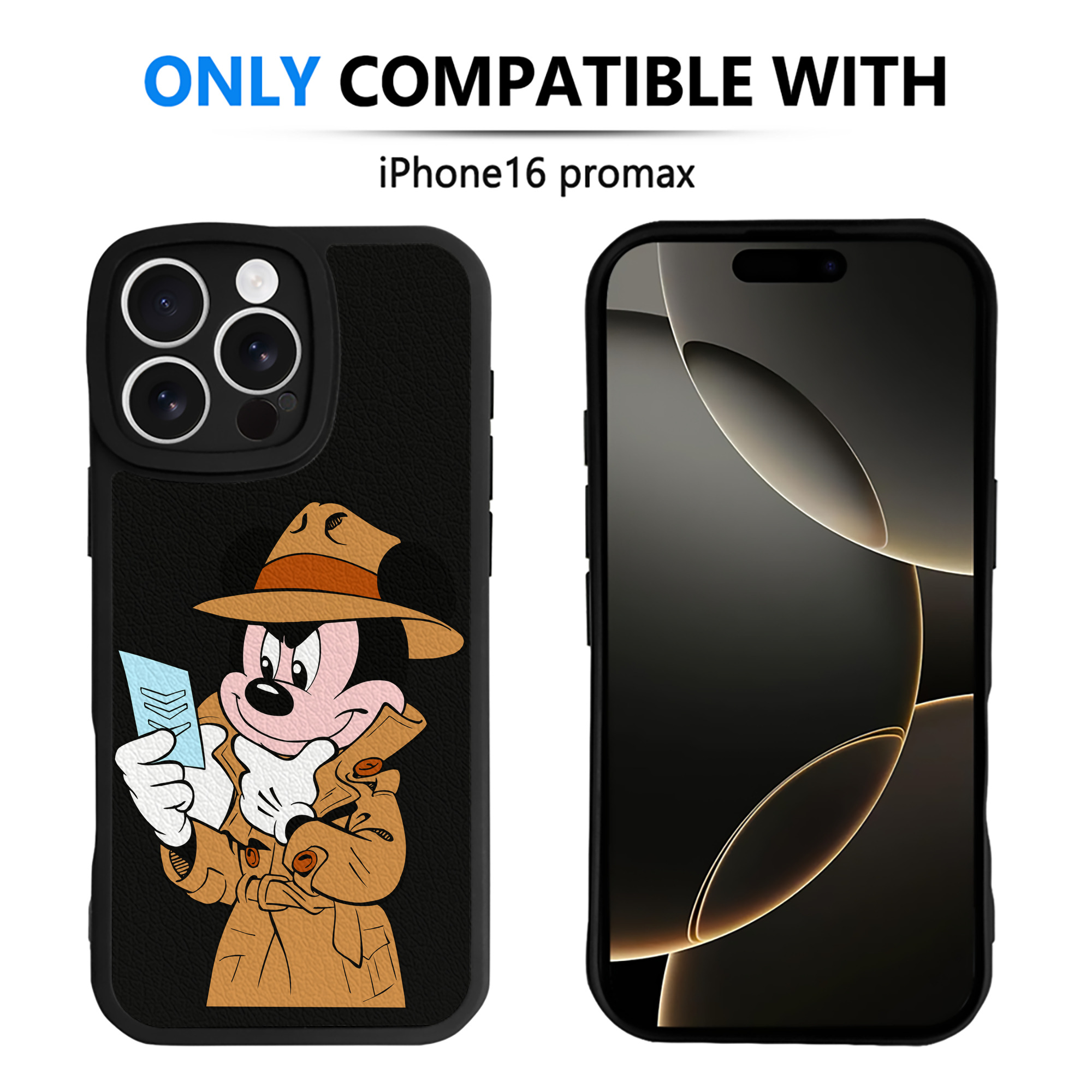 （画像用） ミッキーマウス Mickey Mouse 【iPhone 16シリーズ対応】シリコンスマホケース（レザー調） 材質：シリコン